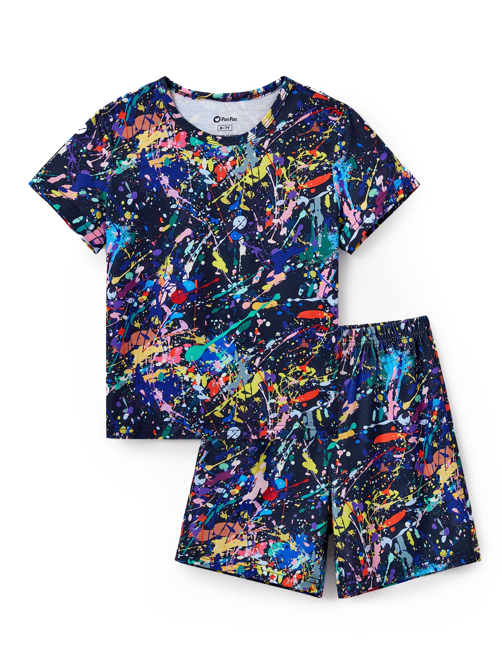 PATPAT Boys Pajamas Sets Short Sleeve T-Shirt and Shorts 2-Piece Sleepwear Graffiti Print Summer Loungewear for Kids
