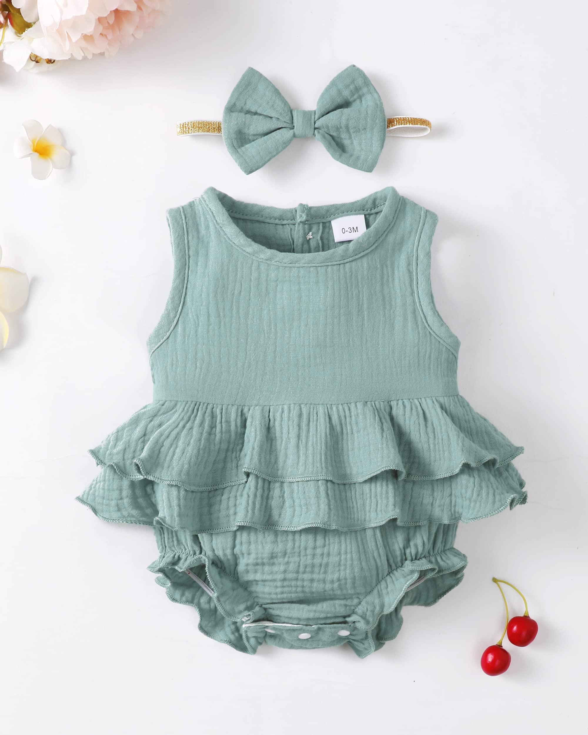 Renotemy Newborn Infant Baby Girl Clothes Rompers Summer Jumpsuits Short Sleeve Romper Infant Baby Clothes Girl WEBE CLOTHING