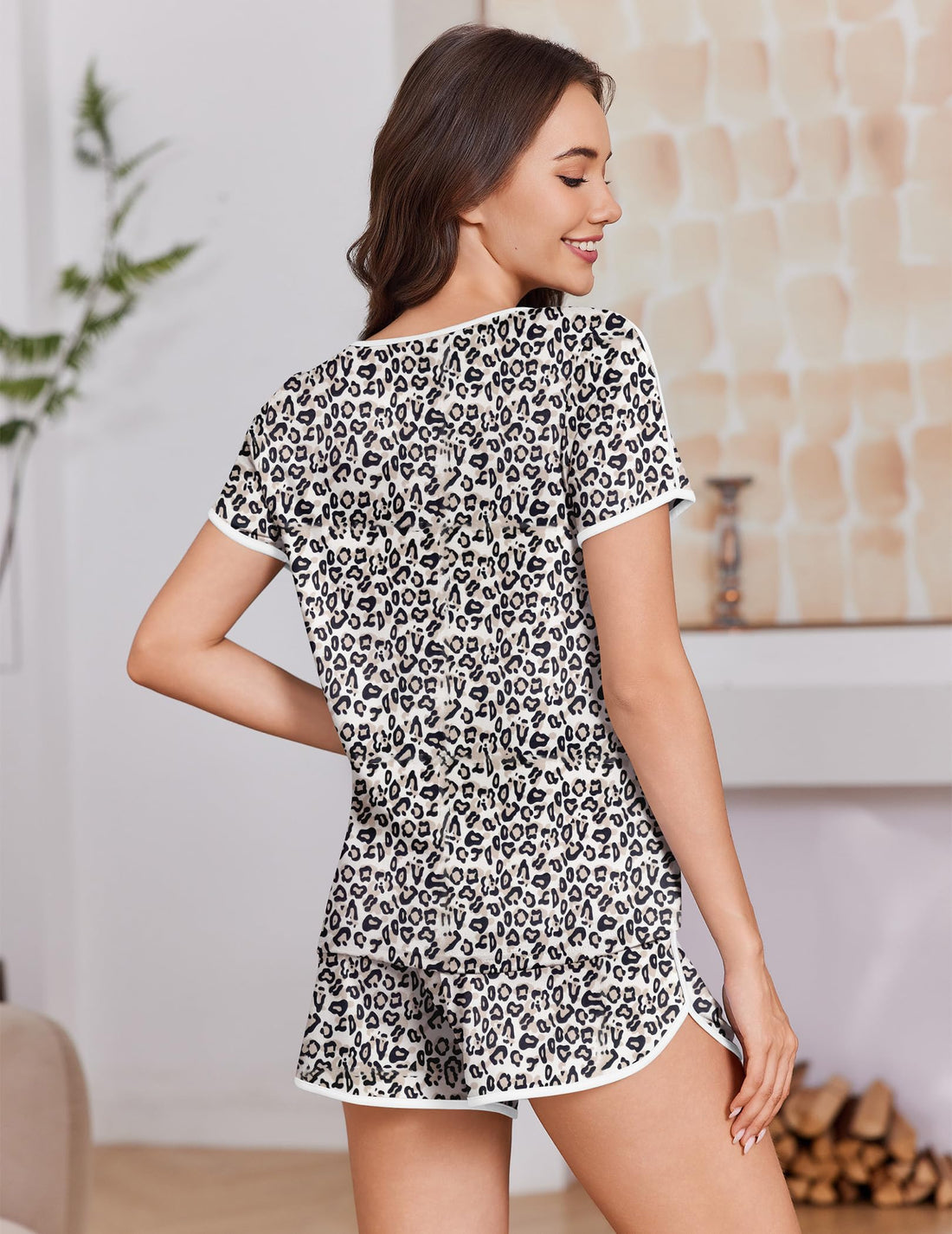 Ekouaer Womens Pajama Sets Short Sleeve Sleepwear Soft Pjs Sets Round Neck Summer 2 Piece Lounge Set with Pockets S-XXL