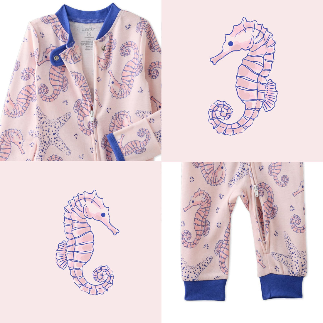 Butterblu Shadow Sleep & Play Baby Pajamas 100% Organic Cotton Two Way Zipper Sleeper Pajamas for Baby Boys & Girls
