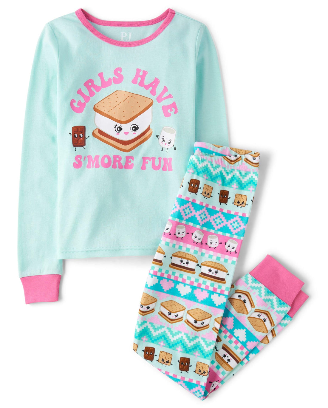 The Children's Place girls Long Sleeve Top and Pants Snug Fit 100% Cotton 2 Piece Pajama Set