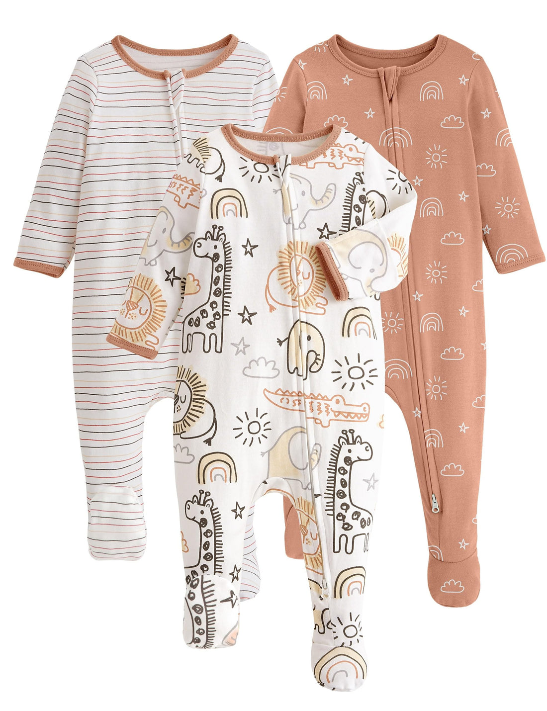 Yoofoss Baby Pajamas 100% Organic Cotton Baby Sleepers for Newborn 0-3 3-6 6-9 Months Boys Girl Clothes 3pcs Footed PJs