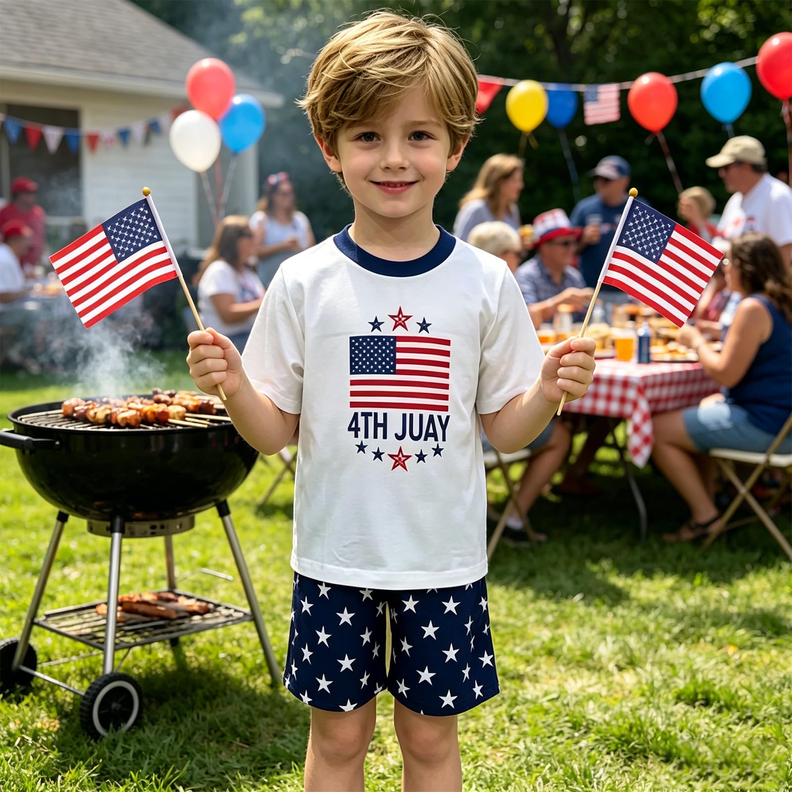Family Matching 4th Of July Pajamas Sets-Patriotic Short Sleeve Stars and Stripes Pjs for Adult Kids|Flag Gifts