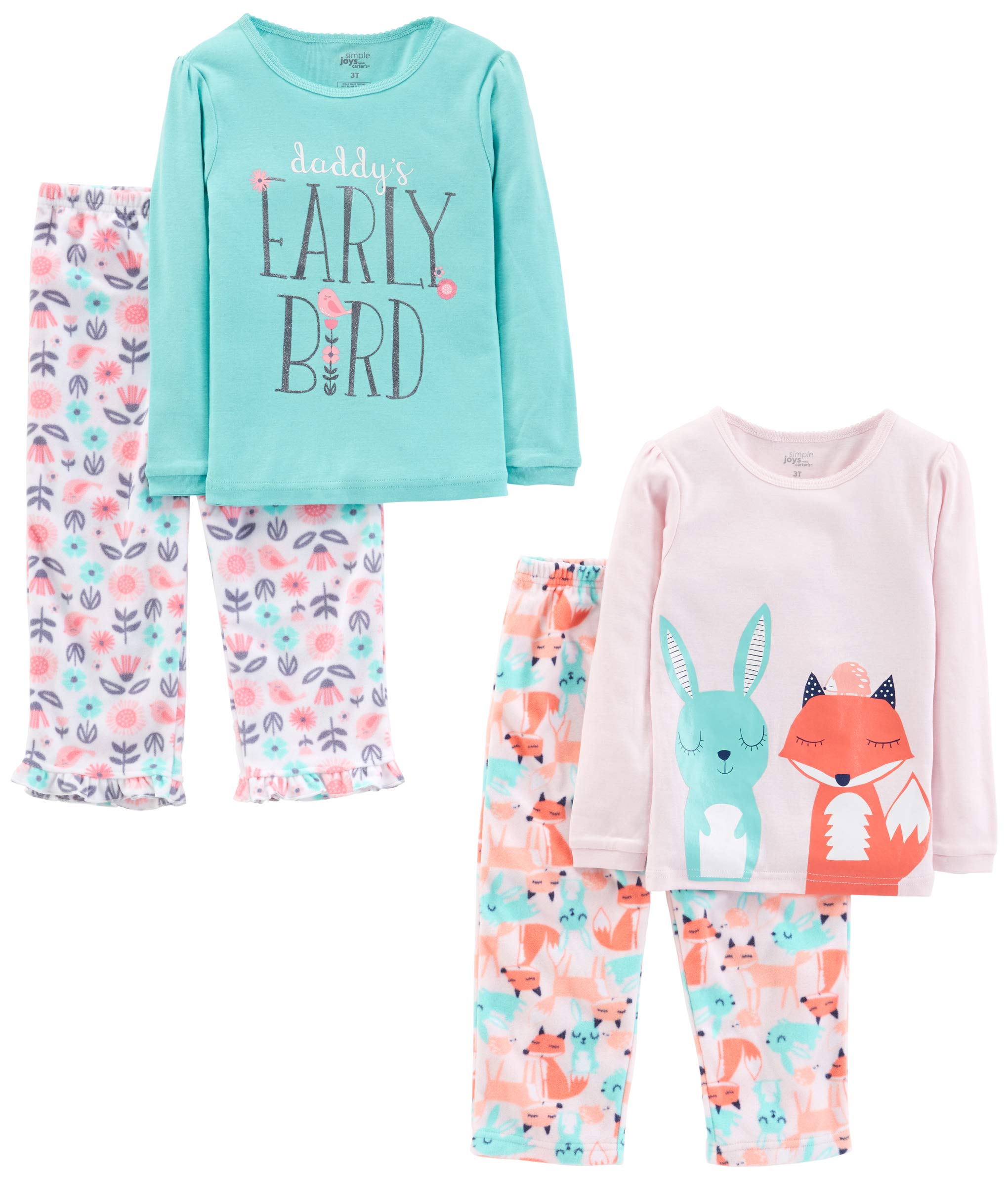 Simple Joys by Carter's Girls' 4-piece Polyester Pajamas