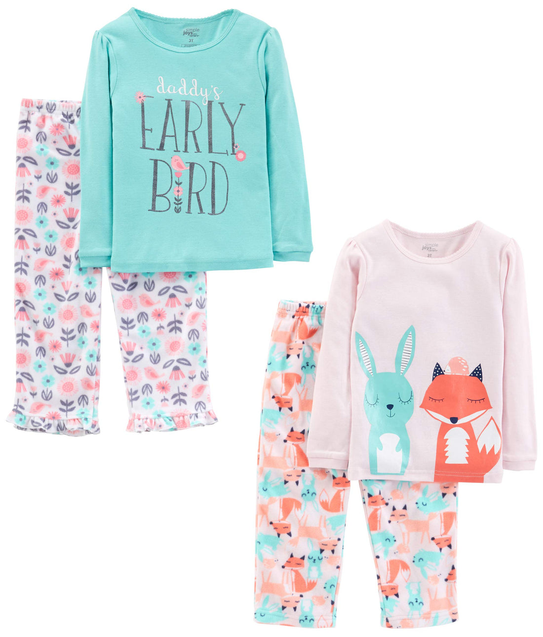 Simple Joys by Carter's Girls' 4-piece Polyester Pajamas