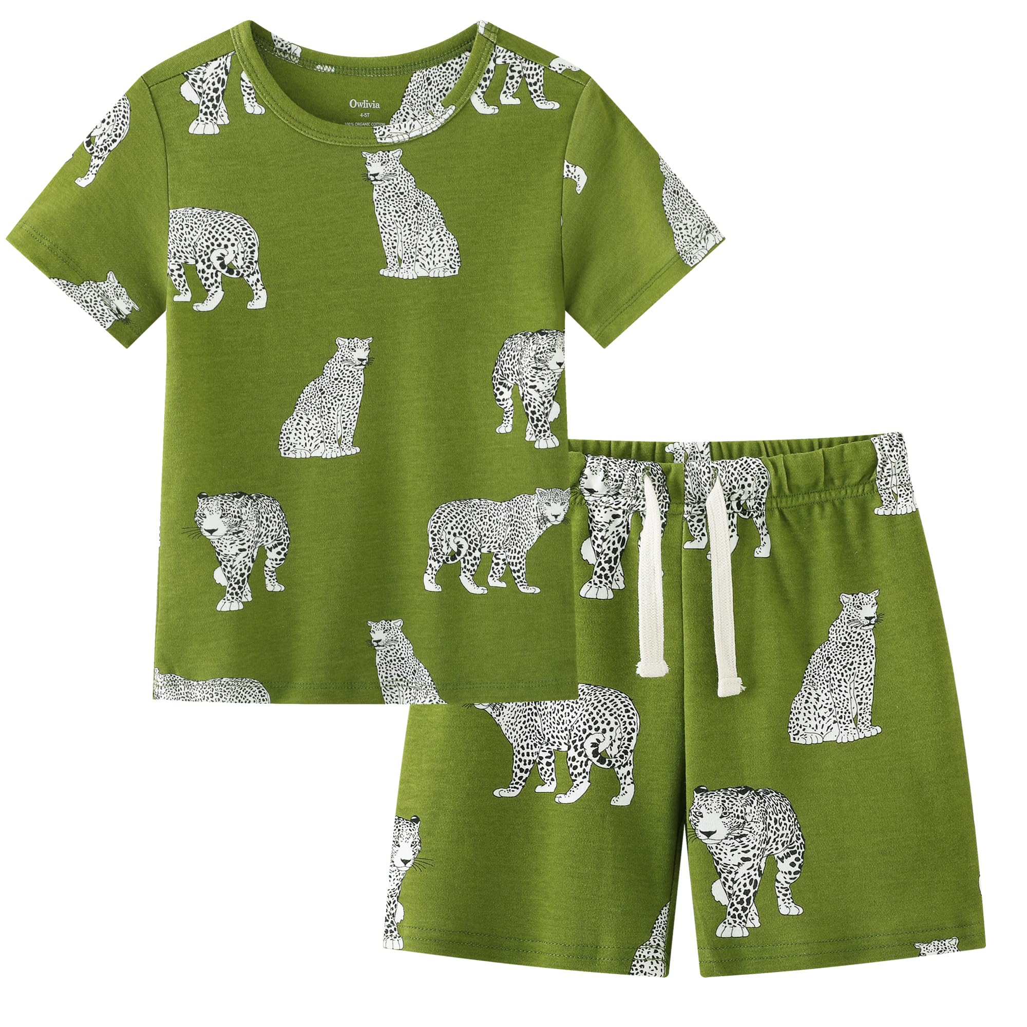 Owlivia 100% Organic Cotton Baby Short Sleeve Pajama Sets, Toddler Boy Girl 2-Piece Sleepwear