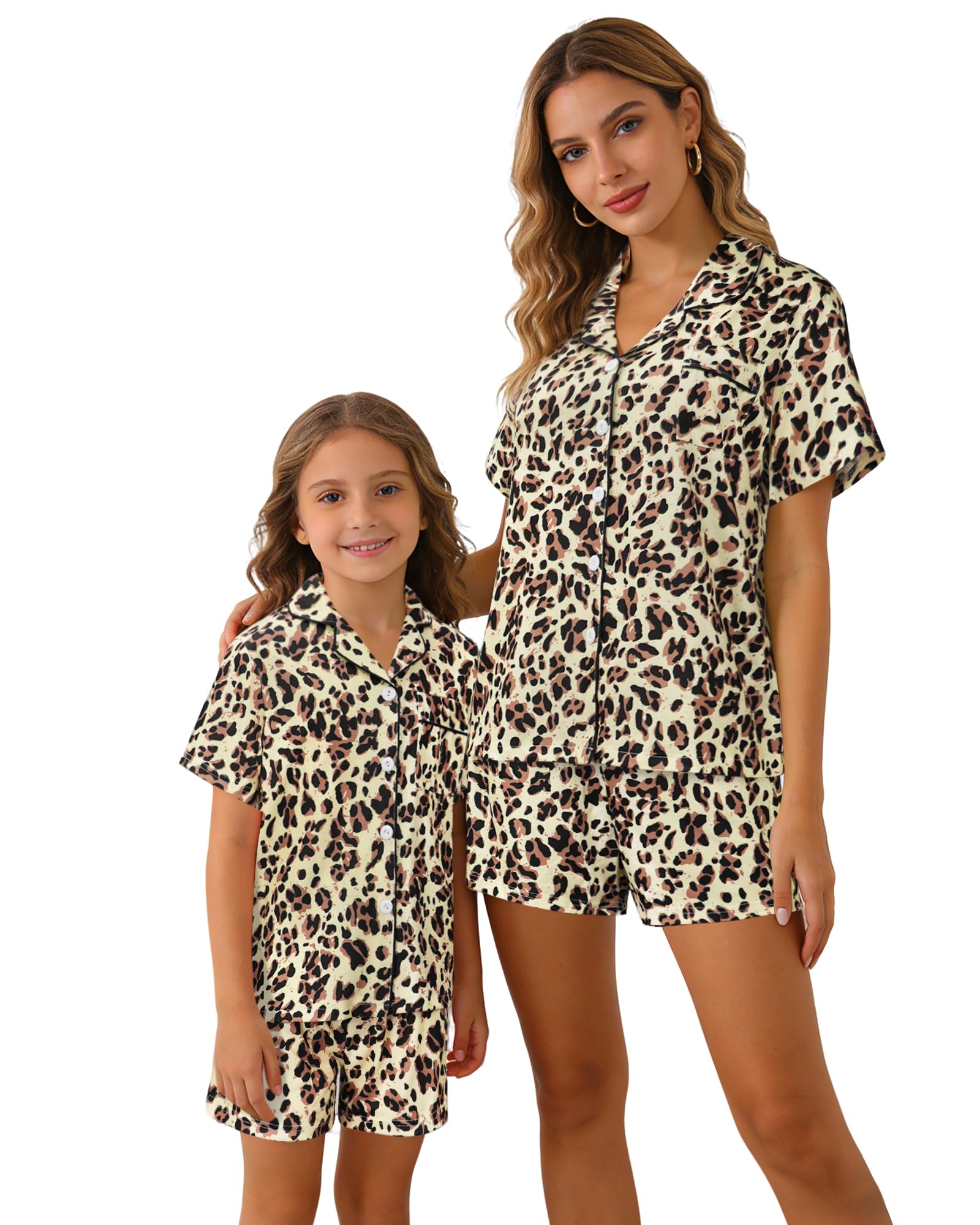 MyFav Mommy and Me Pajamas Set Mother Daughter Matching Family Sleepwear Button Down Nightwear WEBE CLOTHING