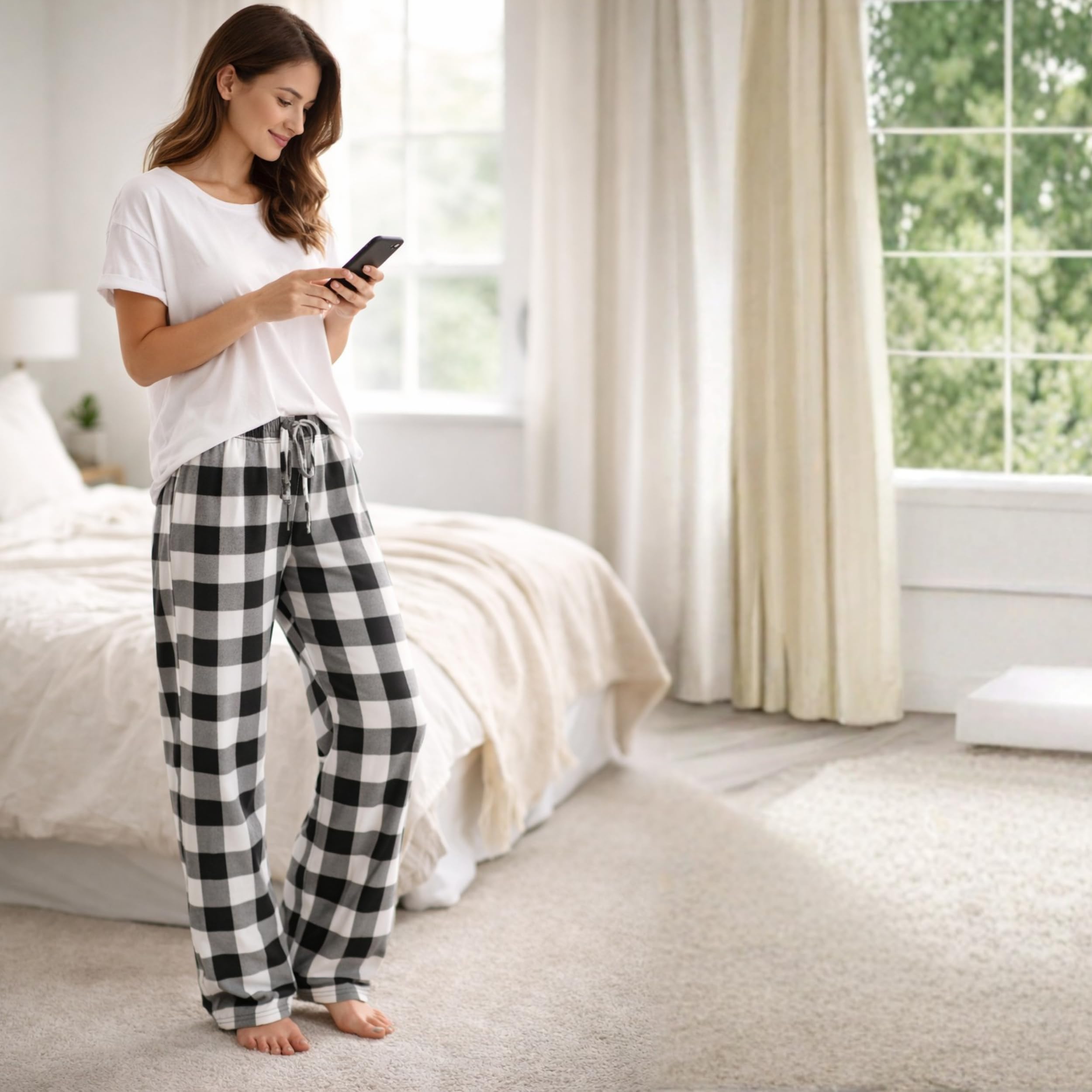 Just Love Women's Pajama Pants, Soft Stretch Jersey PJ Bottoms with Two Pockets, Elastic Waist and Drawstring