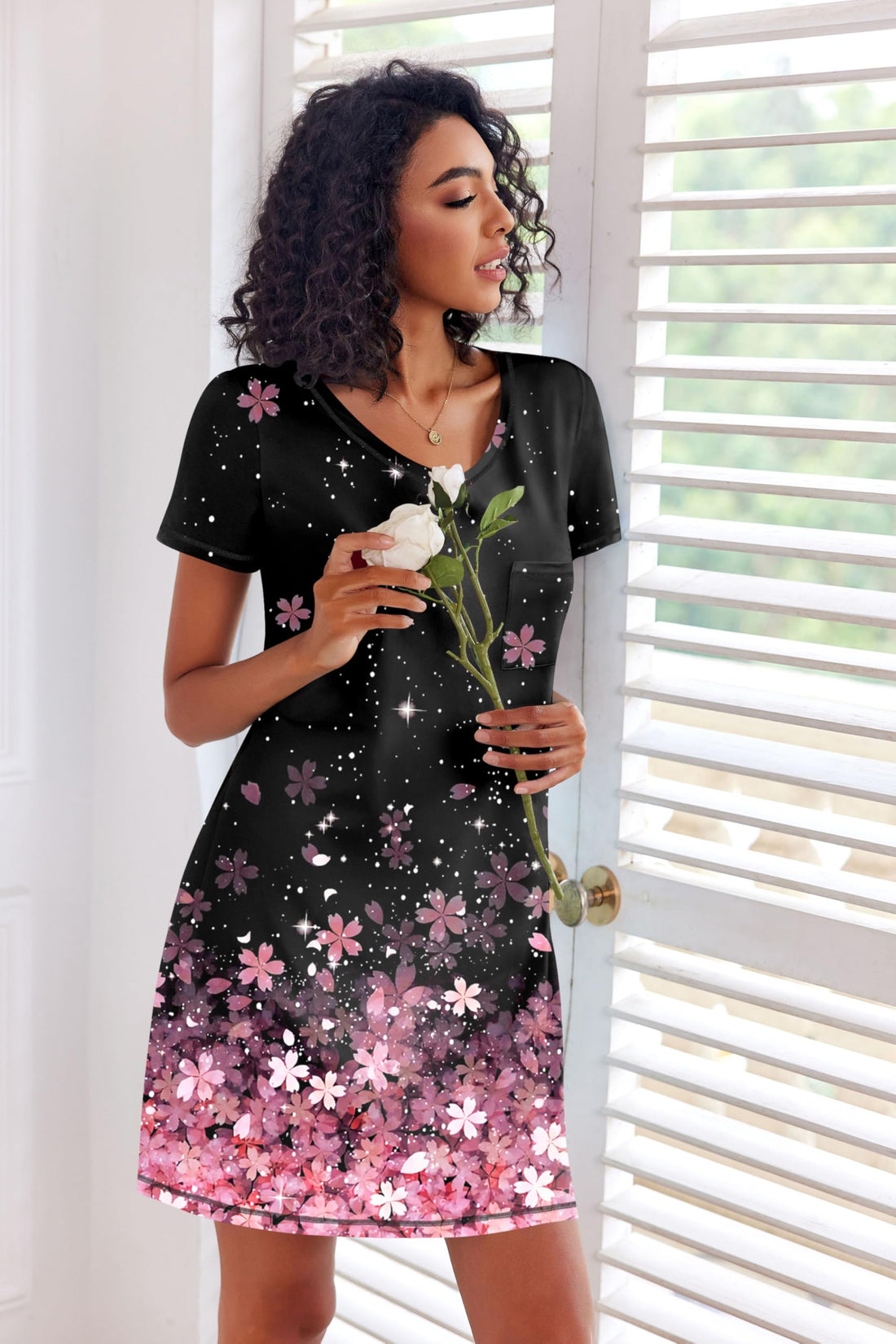 Ekouaer 3 Pack Nightgowns for Women Short Sleeve Sleep Shirts T Shirt Night Gown V Neck Nightshirts Soft Sleepwear Dress