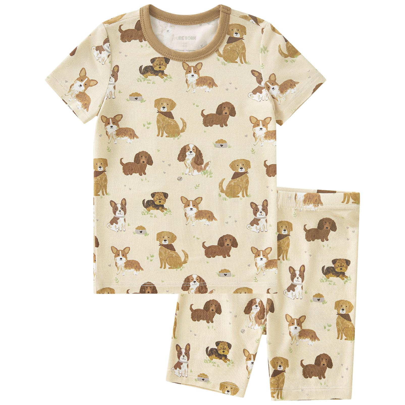 pureborn Baby Viscose from Bamboo Pajama Set Boys Sleepwear 12M-8Y | Short sleeve, cooling fabric, snug fit, buttery soft, gentle skin touch, stretch, breathable lightweight sleepwear