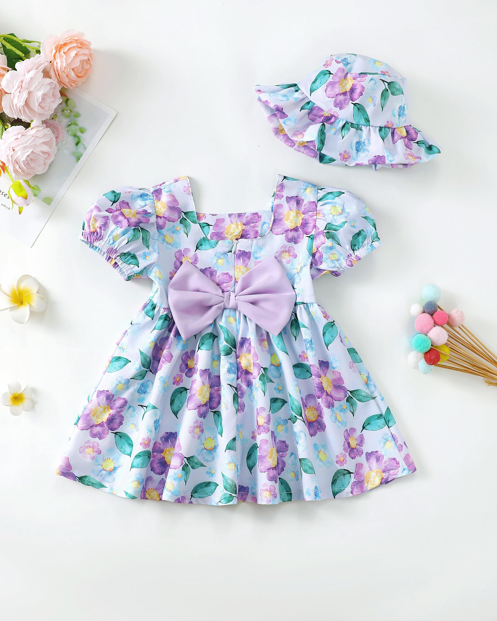 sweetabby Toddler Baby Girl Dresses Summer Clothes Boho Short Sleeve Dress Ruffle Infant Sundress Cute Girls Outfit WEBE CLOTHING