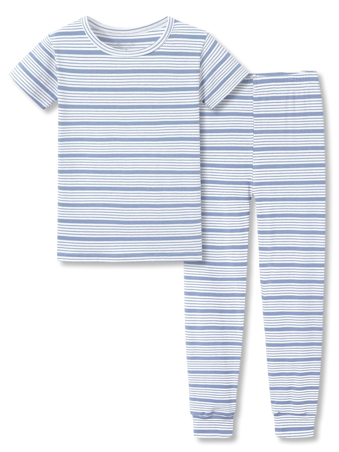 Topgal Summer Pajamas for Unisex Kids - Purple & Brown Stripe Snug Fit Pull-On Short Sleeve Sleepwear Pjs Set Size 2T-10