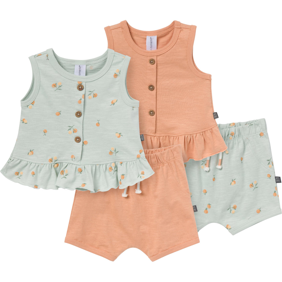 Modern Moments by Gerber Baby Girls 4-Pack Peplum Top & Short Set WEBE CLOTHING