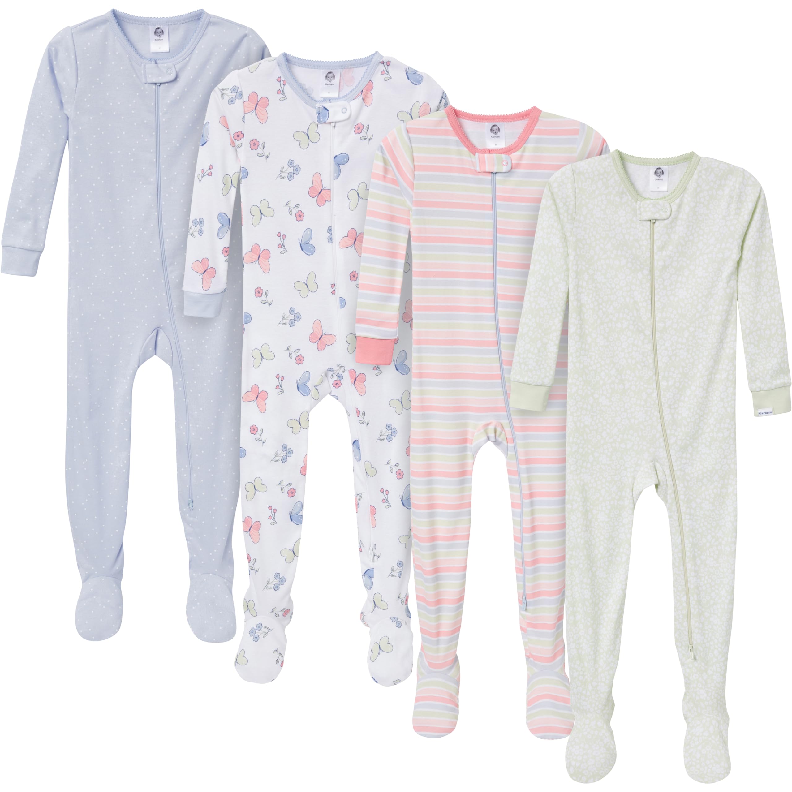 Gerber Baby Girls 4-pack Footed Pajamas