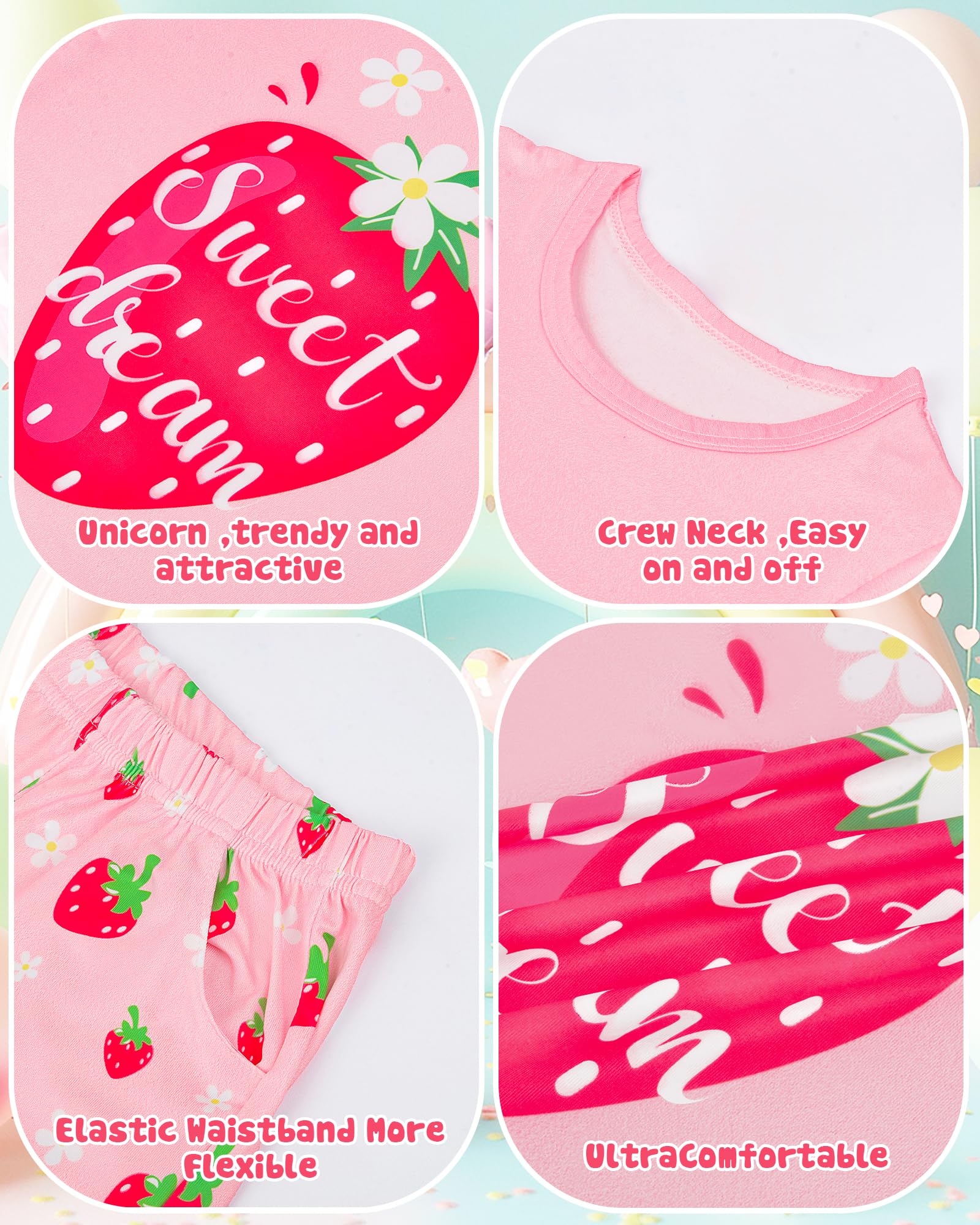 Sylfairy Girls Pajamas Short Sleeve Toddler Girls Summer Short Sets Sleepwear Clothes Kids Pajamas