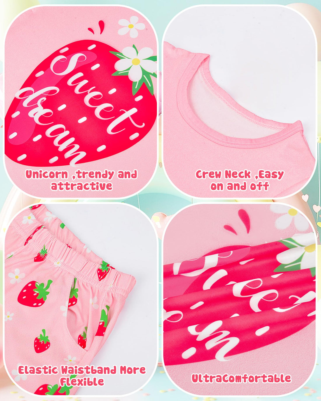 Sylfairy Girls Pajamas Short Sleeve Toddler Girls Summer Short Sets Sleepwear Clothes Kids Pajamas