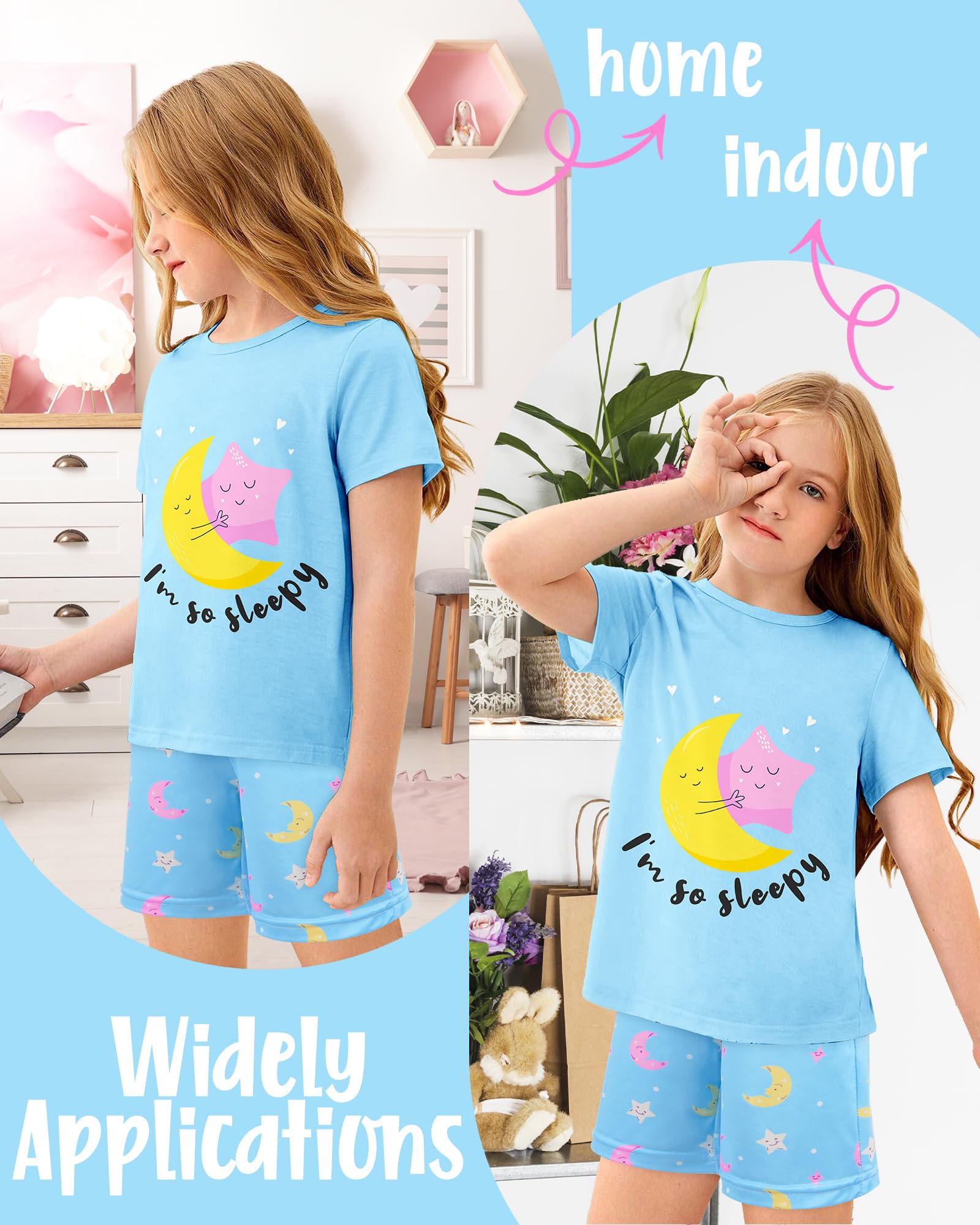 Sylfairy Girls Pajamas Short Sleeve Toddler Girls Summer Short Sets Sleepwear Clothes Kids Pajamas