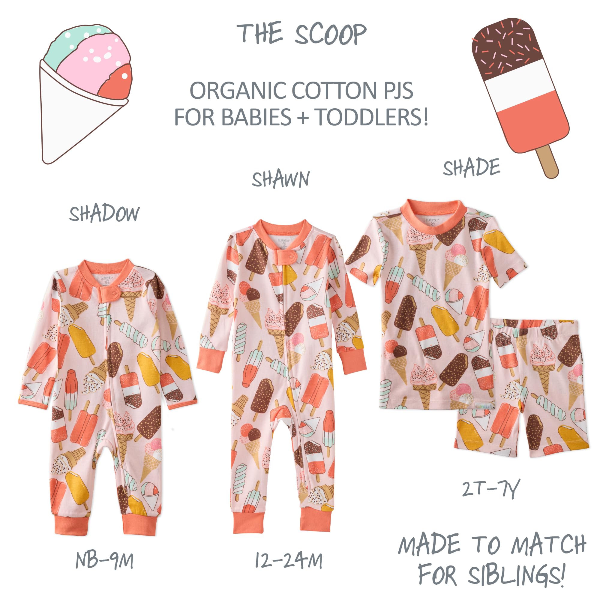 Butterblu Shadow Sleep & Play Baby Pajamas 100% Organic Cotton Two Way Zipper Sleeper Pajamas for Baby Boys & Girls