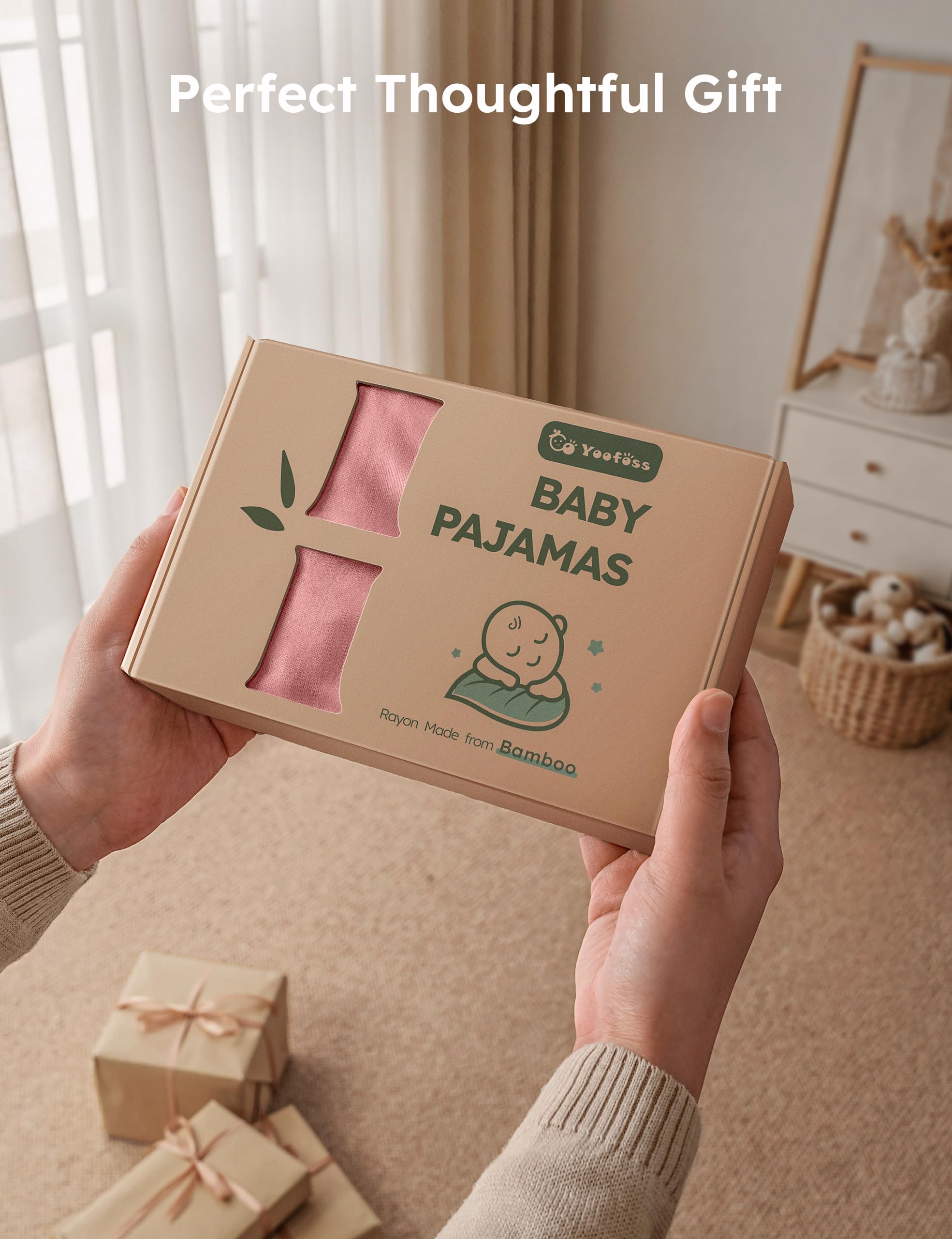 Yoofoss Rayon Made From Bamboo Baby Pajamas 3pcs Newborn Sleepers For Boy Girl Clothes, 0-3 3-6 6-9 Months Footed Pjs