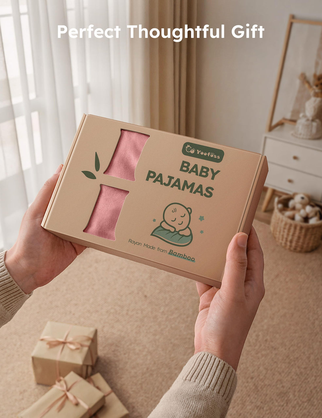 Yoofoss Rayon Made From Bamboo Baby Pajamas 3pcs Newborn Sleepers For Boy Girl Clothes, 0-3 3-6 6-9 Months Footed Pjs