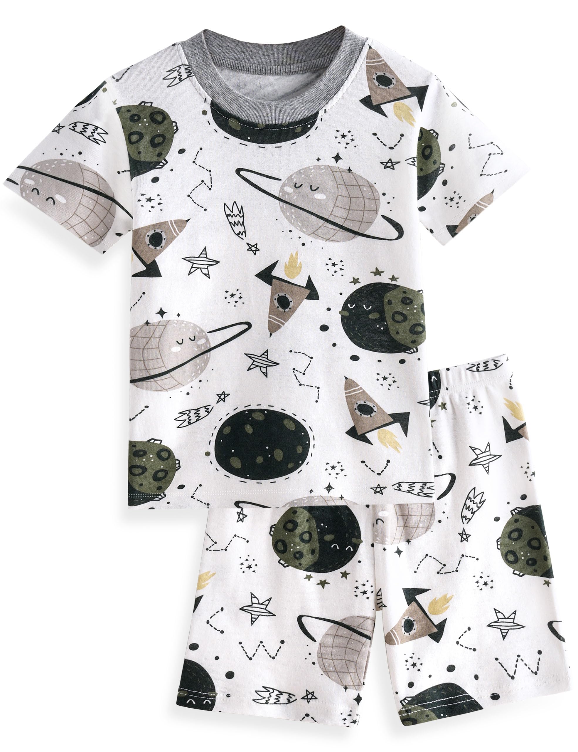 Yoofoss Toddler Pajamas Organic Cotton Baby Girl Boy Pajamas Summer Short Sleeve Kids Clothes Snug Fit Pjs Set 2 Piece