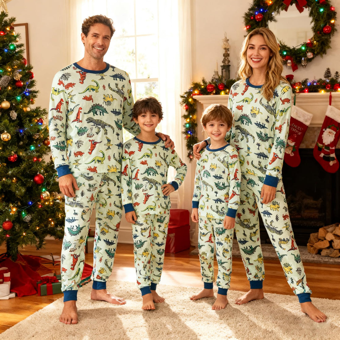 HYCLES Family Matching Pajama Sets, Long Sleeve Sleepwear Pjs for Couple Dinosaur Pjs