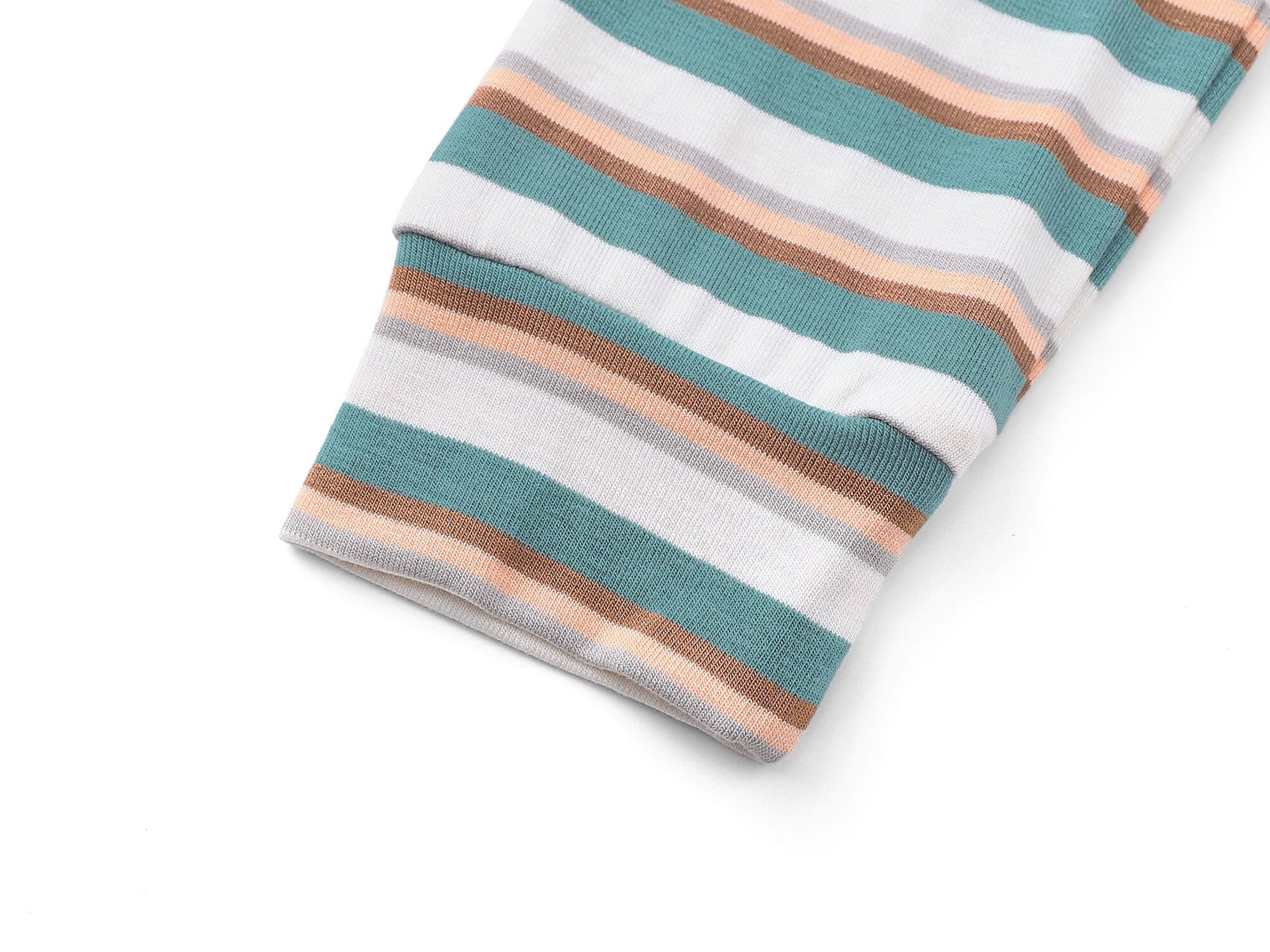 Topgal Summer Pajamas for Unisex Kids - Purple & Brown Stripe Snug Fit Pull-On Short Sleeve Sleepwear Pjs Set Size 2T-10
