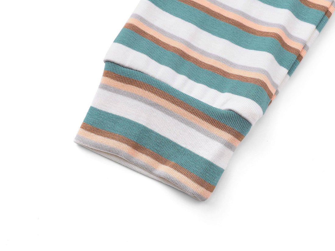 Topgal Summer Pajamas for Unisex Kids - Purple & Brown Stripe Snug Fit Pull-On Short Sleeve Sleepwear Pjs Set Size 2T-10