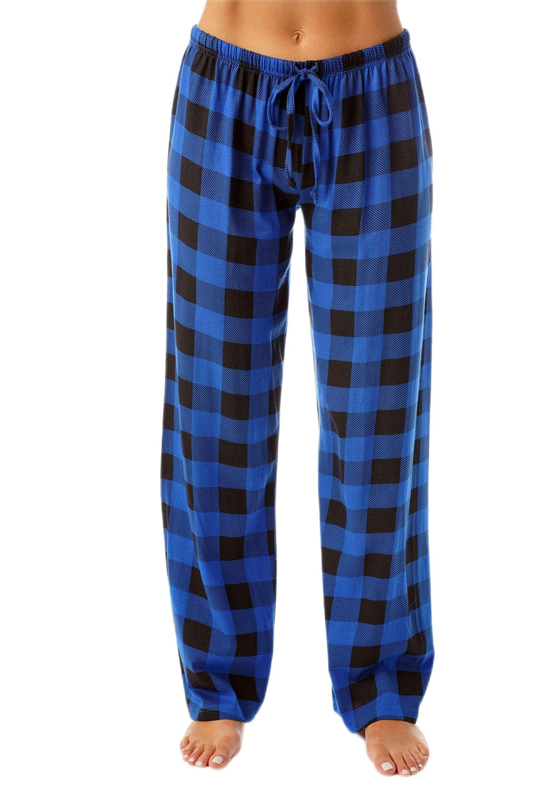 Just Love Women's Buffalo Plaid Pajama Pants, 100% Cotton Jersey Knit Sleep and Lounge PJ Bottoms