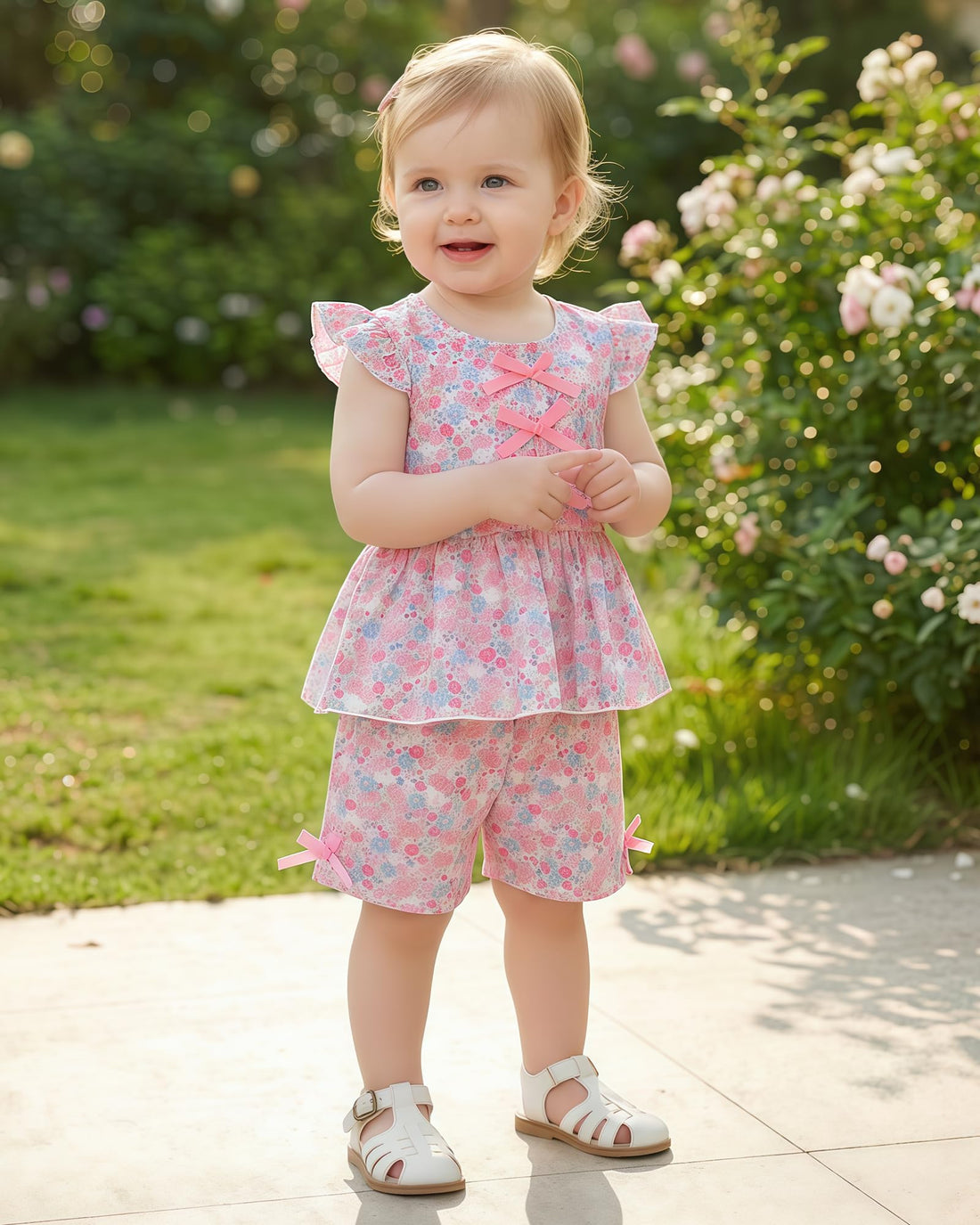 Jecson Toddler Baby Girl Summer Clothes Cotton Ruffled Sleeve Shirt Tops and Shorts Set Outfits 12Months-4T WEBE CLOTHING