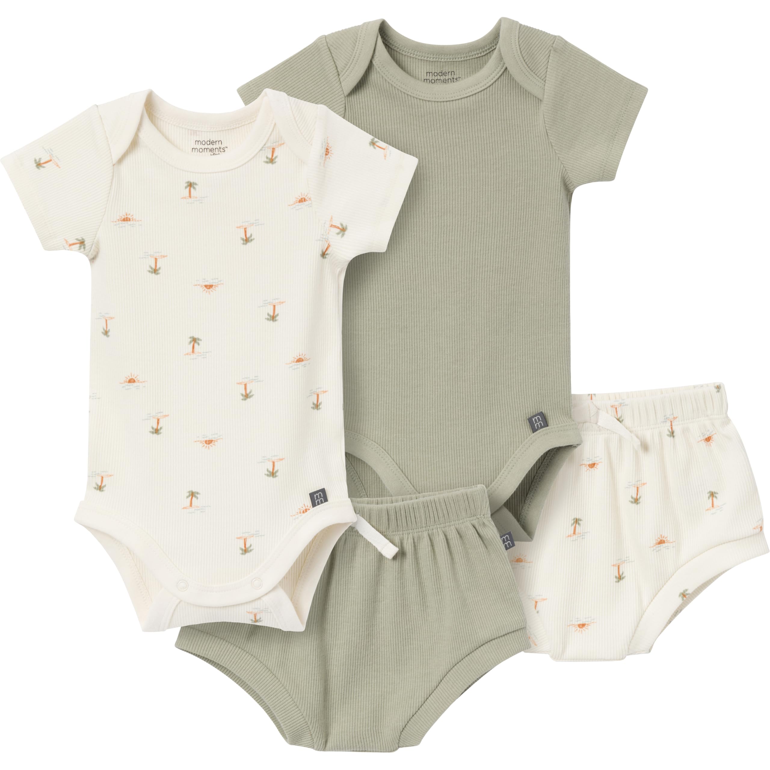 Modern Moments by Gerber Baby 4-pack Short-sleeve Bodysuits & Shortie Set WEBE CLOTHING