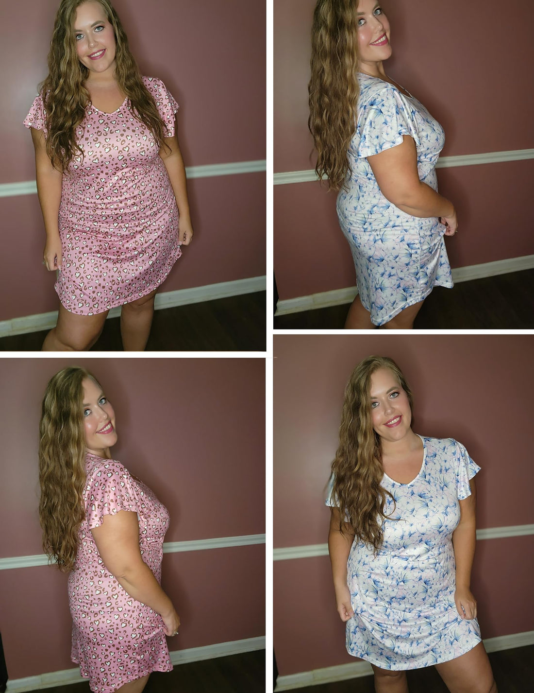 Ekouaer 2 Pack Women's Nightgown Short Sleeve Nightshirts Comfy Soft Pajama Sleep Dress