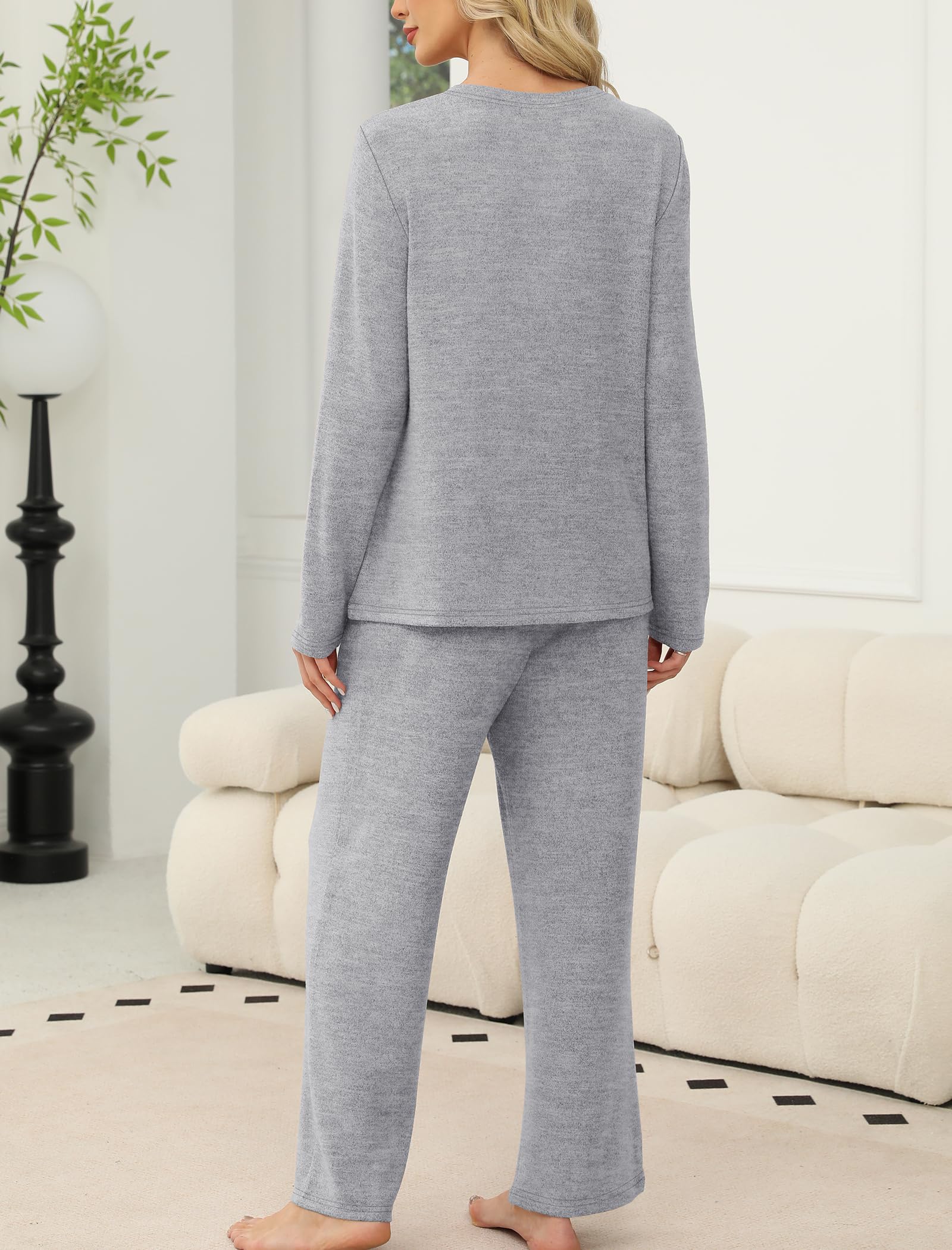 SAMPEEL Pajamas for Women Set Comfy Lounge Sets Two Piece Long Sleeve Cute Pjs Soft Sleepwear Winter Clothing