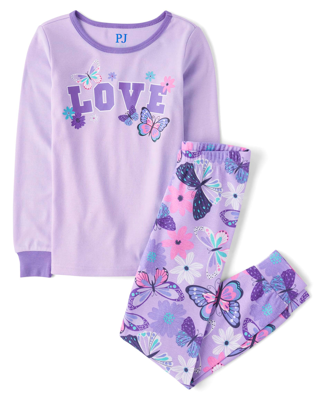 The Children's Place girls Long Sleeve Top and Pants Snug Fit 100% Cotton 2 Piece Pajama Set
