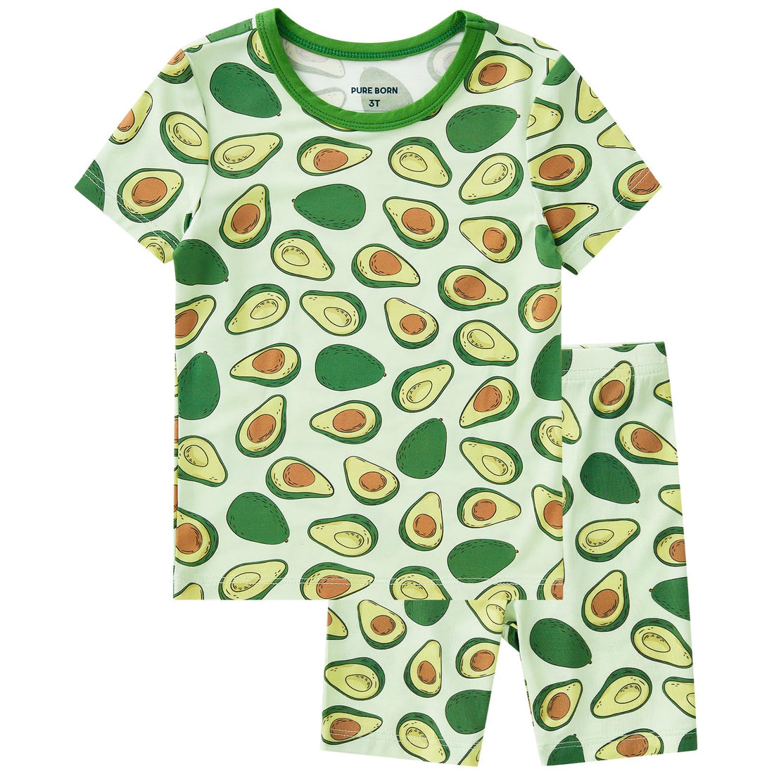 pureborn Baby Viscose from Bamboo Pajama Set Boys Sleepwear 12M-8Y | Short sleeve, cooling fabric, snug fit, buttery soft, gentle skin touch, stretch, breathable lightweight sleepwear