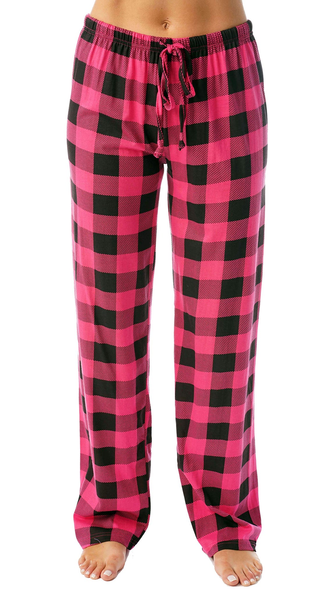 Just Love Women's Buffalo Plaid Pajama Pants, 100% Cotton Jersey Knit Sleep and Lounge PJ Bottoms