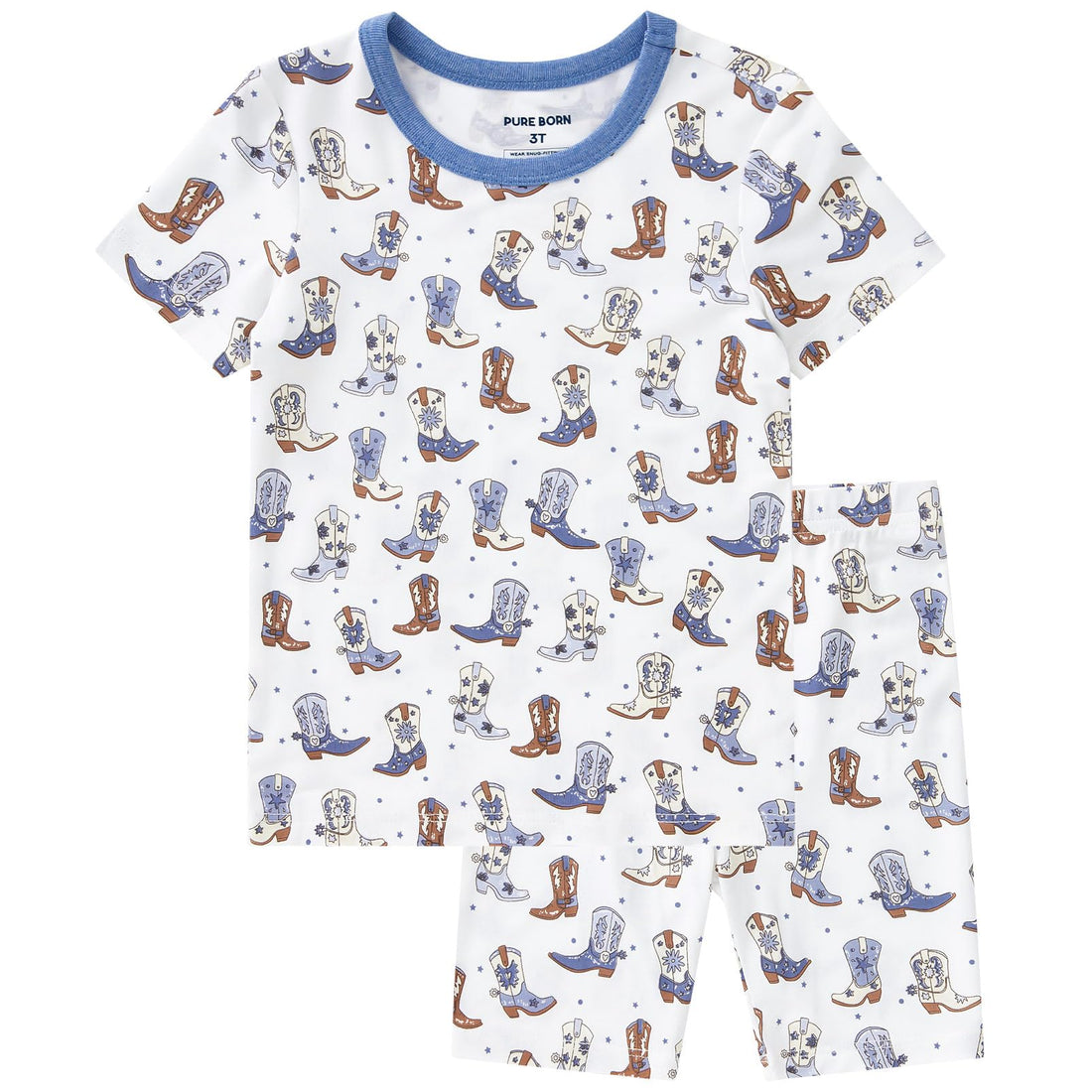 pureborn Baby Viscose from Bamboo Pajama Set Boys Sleepwear 12M-8Y | Short sleeve, cooling fabric, snug fit, buttery soft, gentle skin touch, stretch, breathable lightweight sleepwear