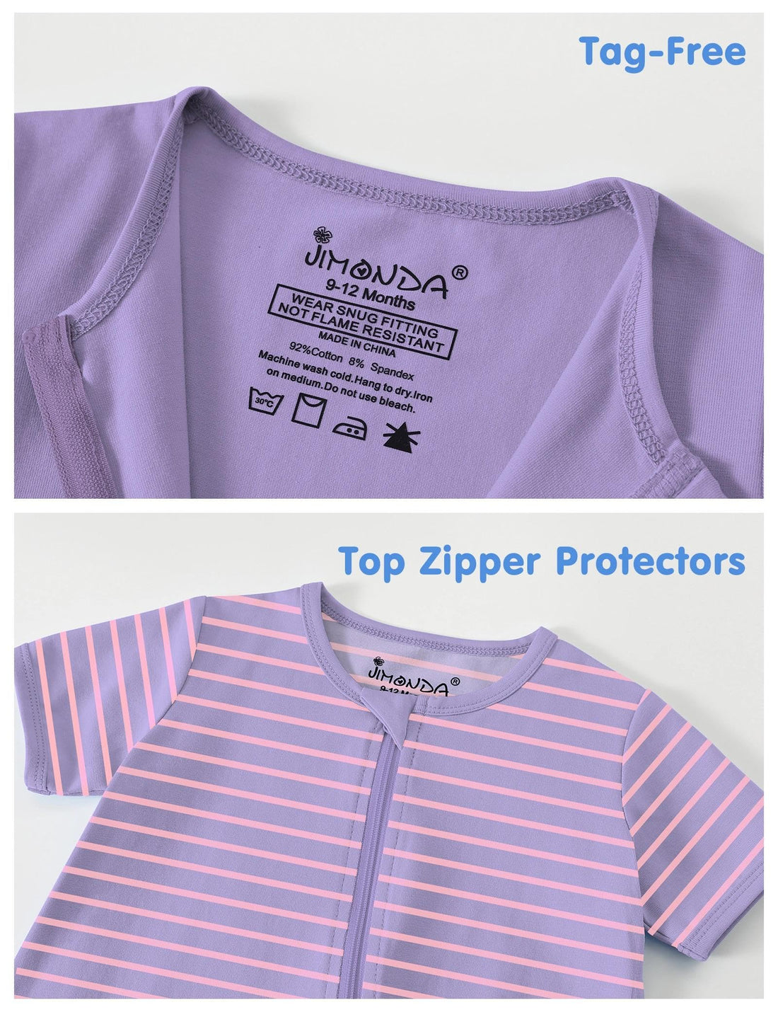 Jimonda Baby Romper 2 Pack Short Sleeve Pajamas Footless Sleepers Baby Boys Girls 2 Way Zipper Pjs Sleep and Play Clothes