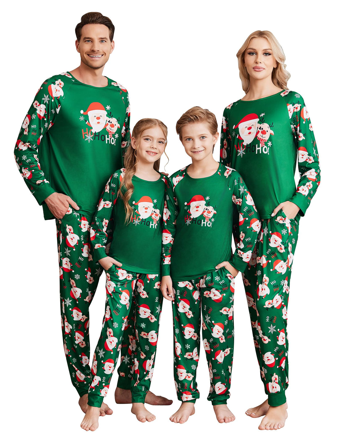 Ekouaer Christmas Pajamas for Family Long Sleeve Pjs Matching Sets with Plaid Pants Soft Sleepwear Loungewear