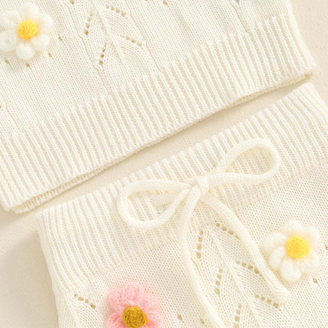 TheFound Toddler Baby Girls Knitted Outfit Tie-up Tank Top Elastic Waist Flower Shorts Summer Clothes 6 12 18 24 Months 2t 3t WEBE CLOTHING