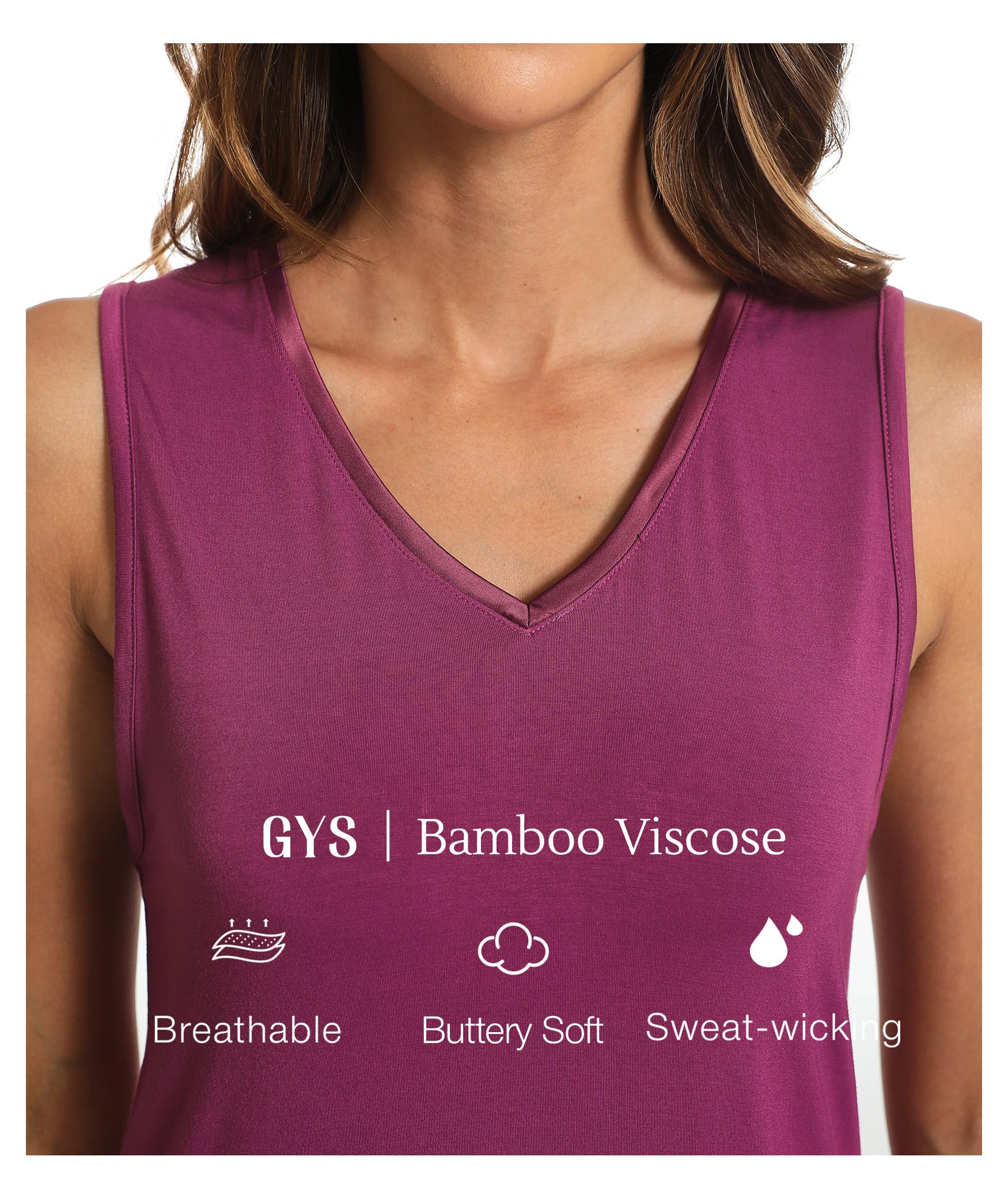 LazyCozy Bamboo Viscose Nightgowns for Women, Soft Sleeveless Night Shirts | V-Neck Tank Sleep Shirt, Short Night Dress Pajamas, Cooling, Moisture-Wicking Sleepwear for Hot Sleepers, Night Sweats WEBE CLOTHING