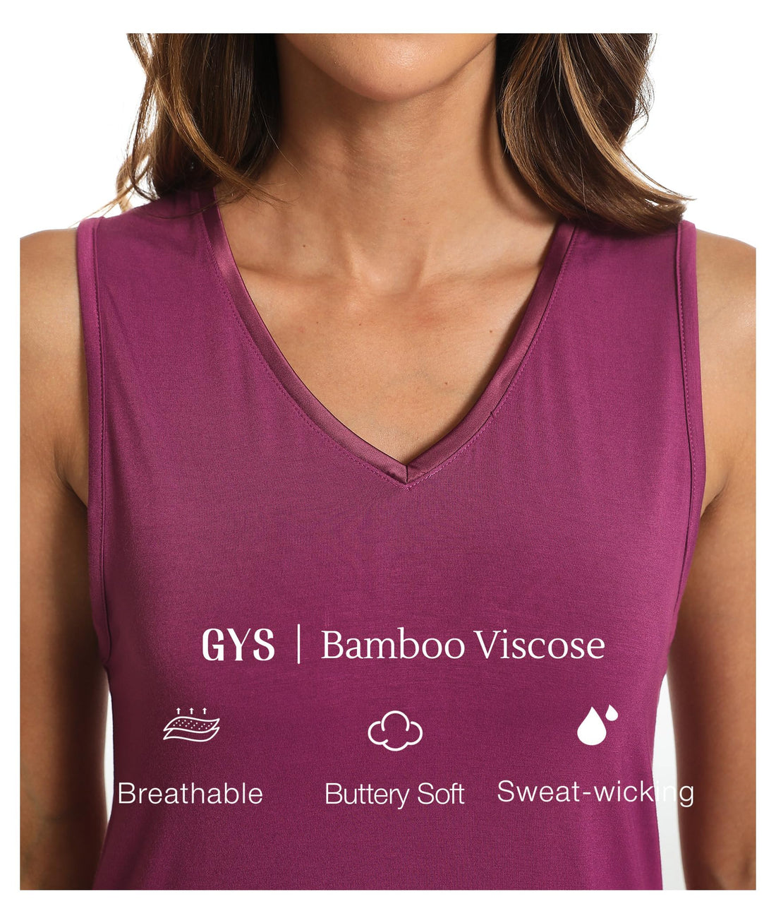 LazyCozy Bamboo Viscose Nightgowns for Women, Soft Sleeveless Night Shirts | V-Neck Tank Sleep Shirt, Short Night Dress Pajamas, Cooling, Moisture-Wicking Sleepwear for Hot Sleepers, Night Sweats WEBE CLOTHING