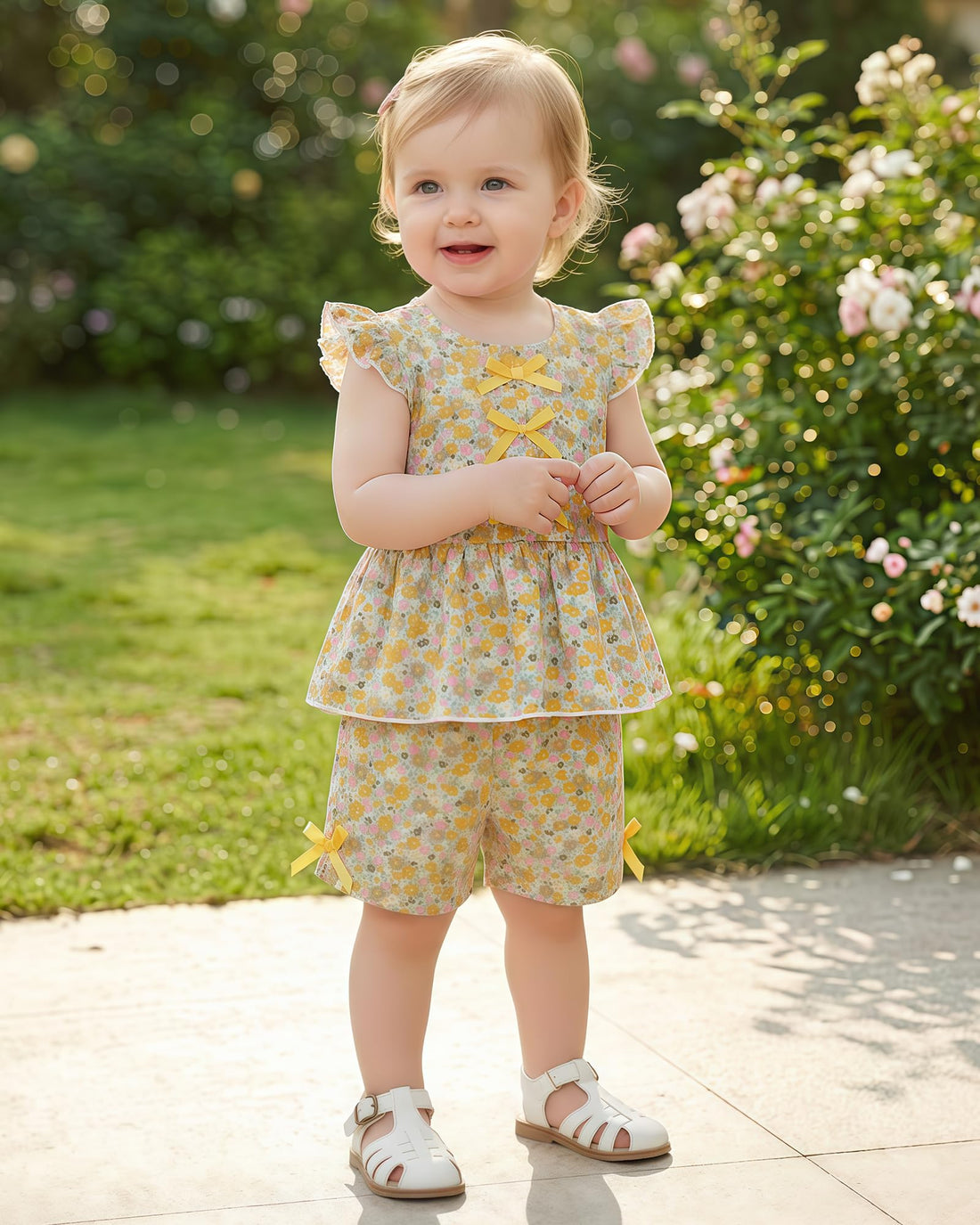 Jecson Toddler Baby Girl Summer Clothes Cotton Ruffled Sleeve Shirt Tops and Shorts Set Outfits 12Months-4T WEBE CLOTHING