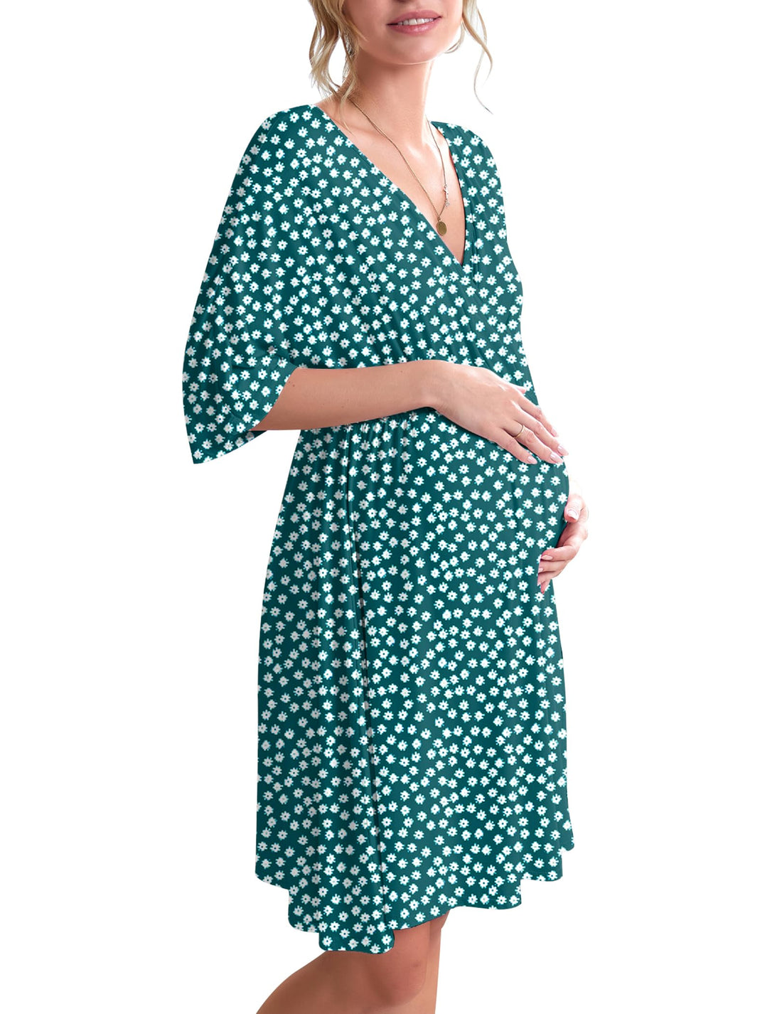 Ekouaer 3 in 1 Labor/Delivery/Hospital Gown Maternity Dress Nursing Nightgown Sleepwear for Breastfeeding