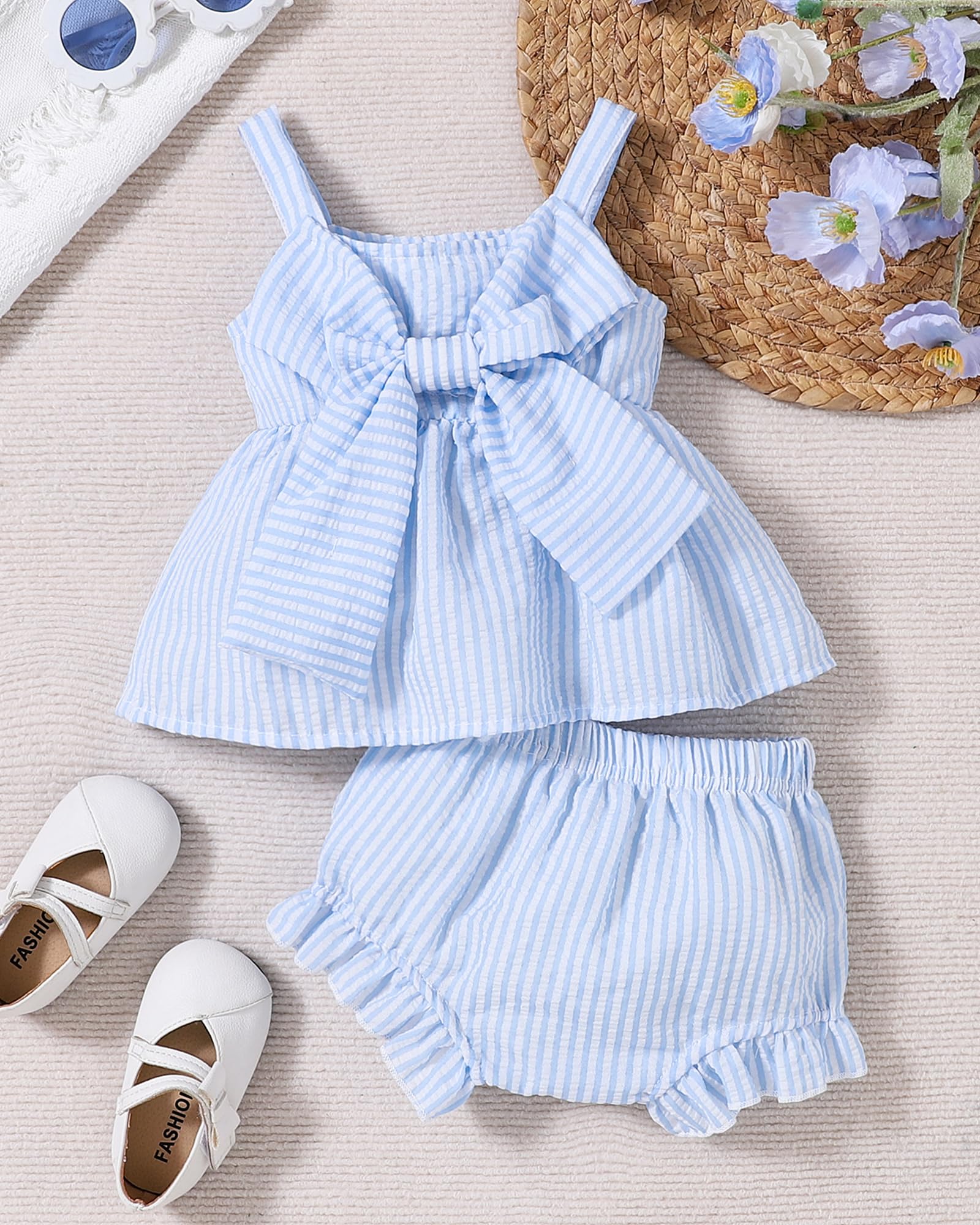 Newborn Baby Girl Clothes Summer Outfits Infant Ruffle Sleeveless Cute Bow Tank Tops 3 6 12 18 Months WEBE CLOTHING