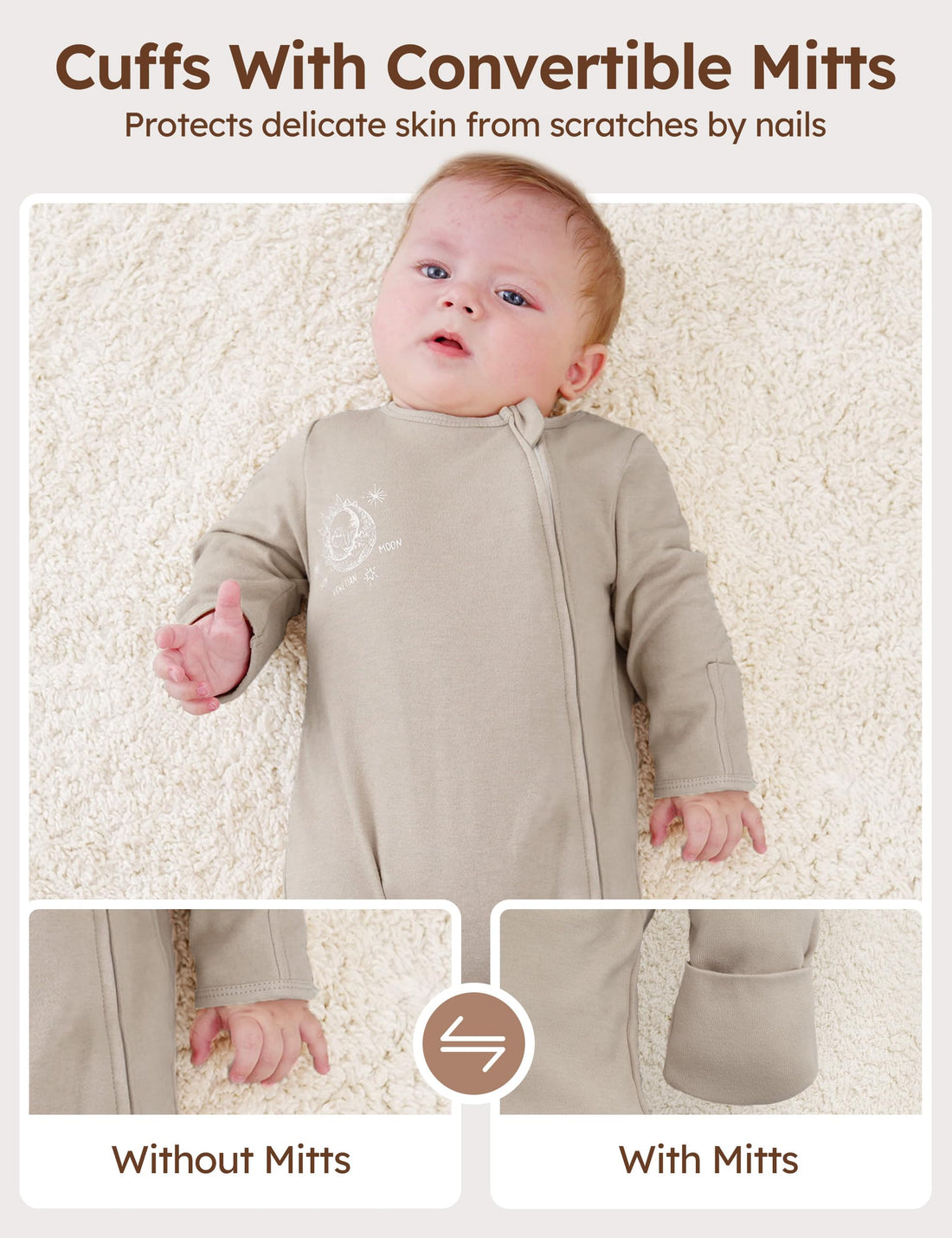 Unnivoll Baby Pajamas 100% Cotton Baby Sleepers for Newborn 0-3 3-6 6-9 Months 3Pcs Footie Pajamas Baby Boys Girls Clothes