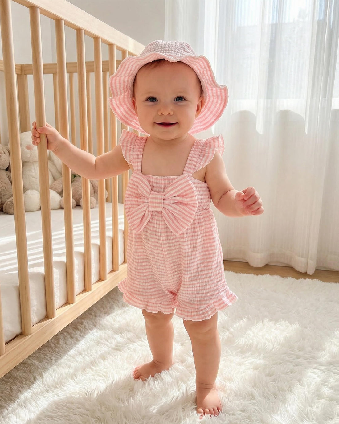XUANHAO Baby Girl Clothes Summer Romper Outfits for Girls Cute Infant Toddler One-Piece Jumpsuit Ruffle Shorts Sets 6M-3Y WEBE CLOTHING