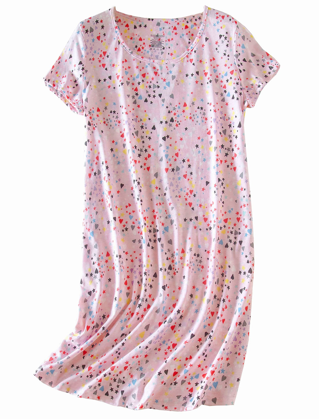 PNAEONG 3 Pack Women's Cotton Nightgown Sleepwear Short Sleeves Shirt Casual Print Sleepdress