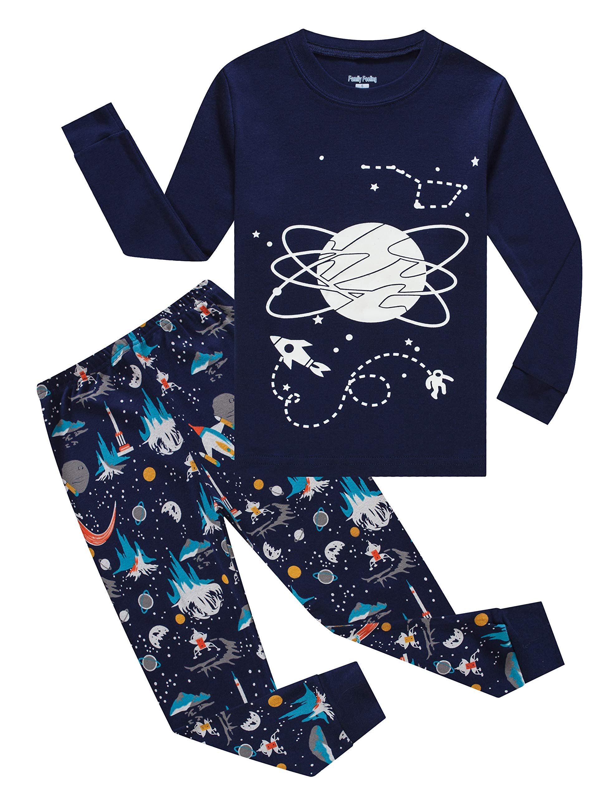 Family Feeling Kids & Toddler Boys Pajamas 2 Piece Pjs Set 100% Cotton Sleepwear