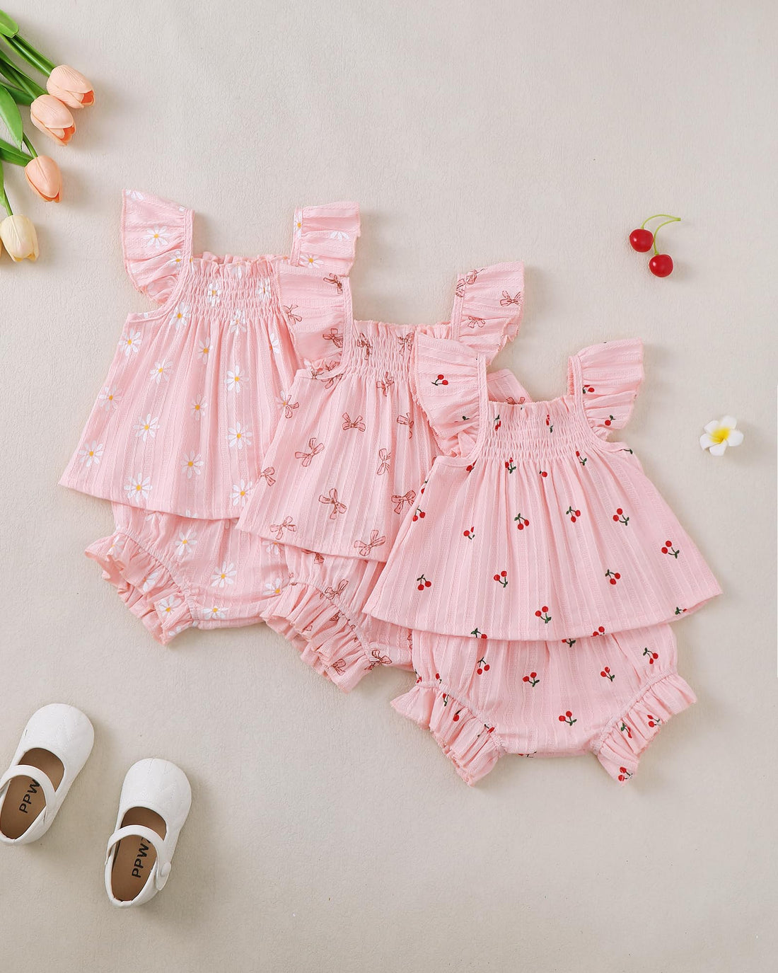 Jecson Newborn Baby Girl Summer Clothes Infant Girl Outfits Sleeveless Ruffle Top and Bloomers Shorts Set 0 3 6 12 Month WEBE CLOTHING
